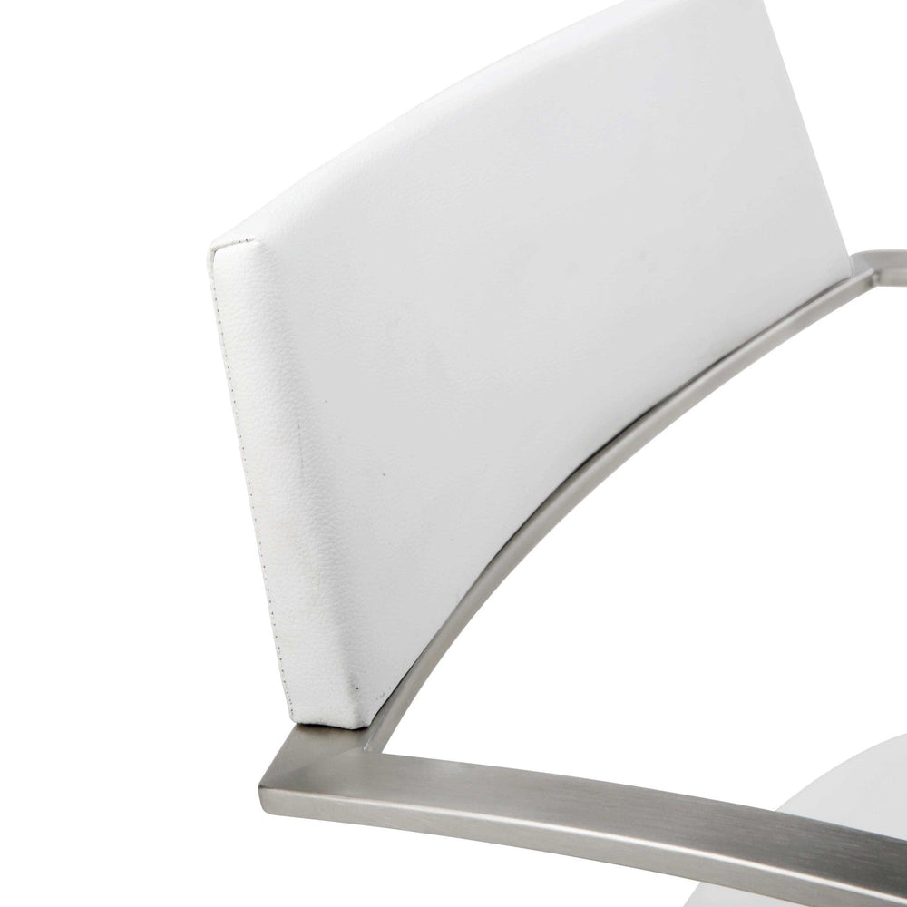 21 " White And Silver Stainless Steel Bar Chair - Homeroots - Flyclothing LLC