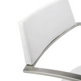 21 " White And Silver Stainless Steel Bar Chair - Homeroots - Flyclothing LLC