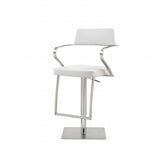 21 " White And Silver Stainless Steel Bar Chair - Homeroots - Flyclothing LLC