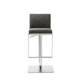 20 " Gray And Silver Stainless Steel Bar Chair - Homeroots