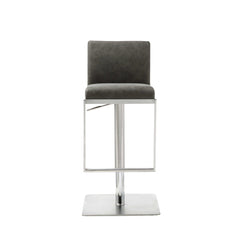 20 " Gray And Silver Stainless Steel Bar Chair