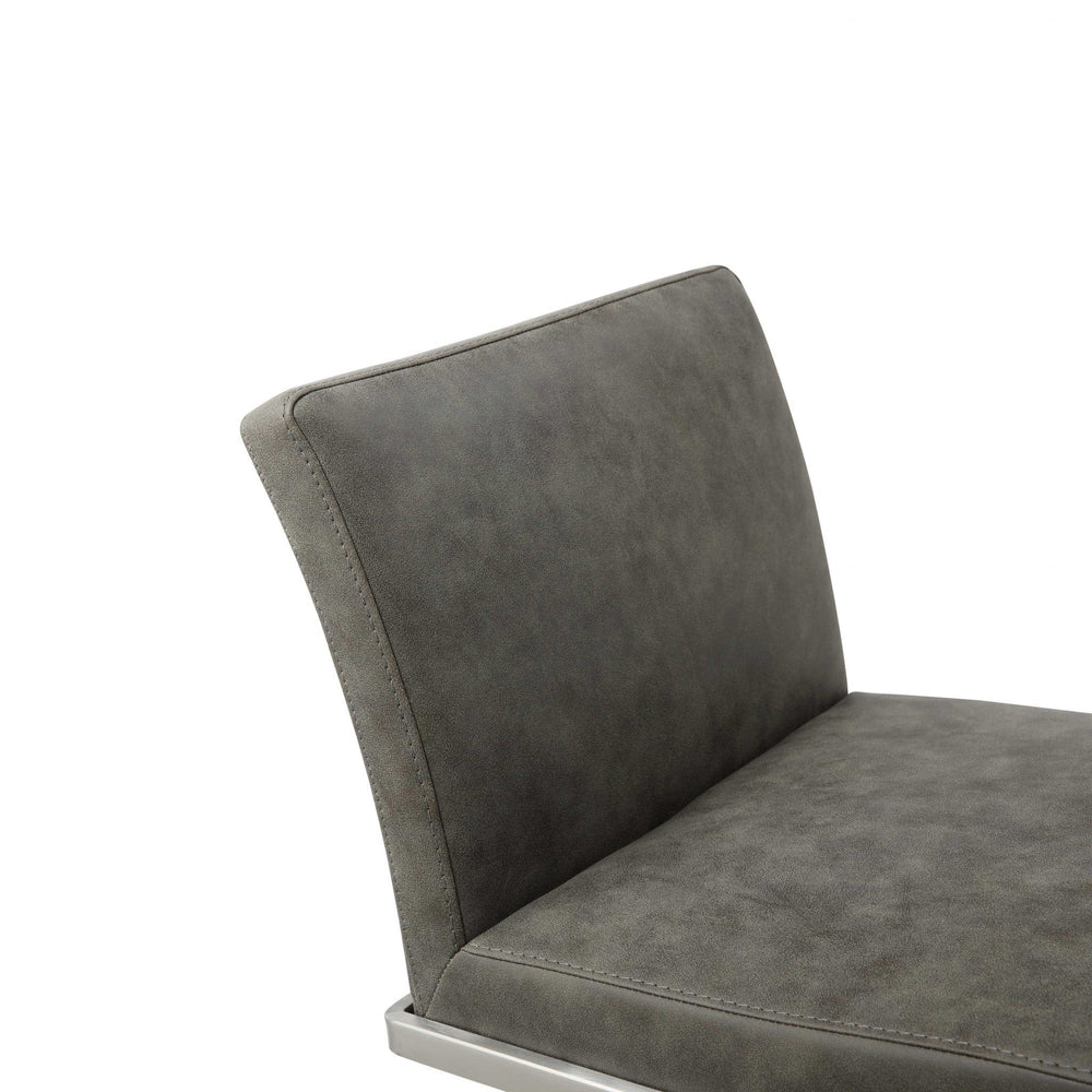 20 " Gray And Silver Stainless Steel Bar Chair - Homeroots - Flyclothing LLC