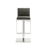 20 " Gray And Silver Stainless Steel Bar Chair - Homeroots - Flyclothing LLC