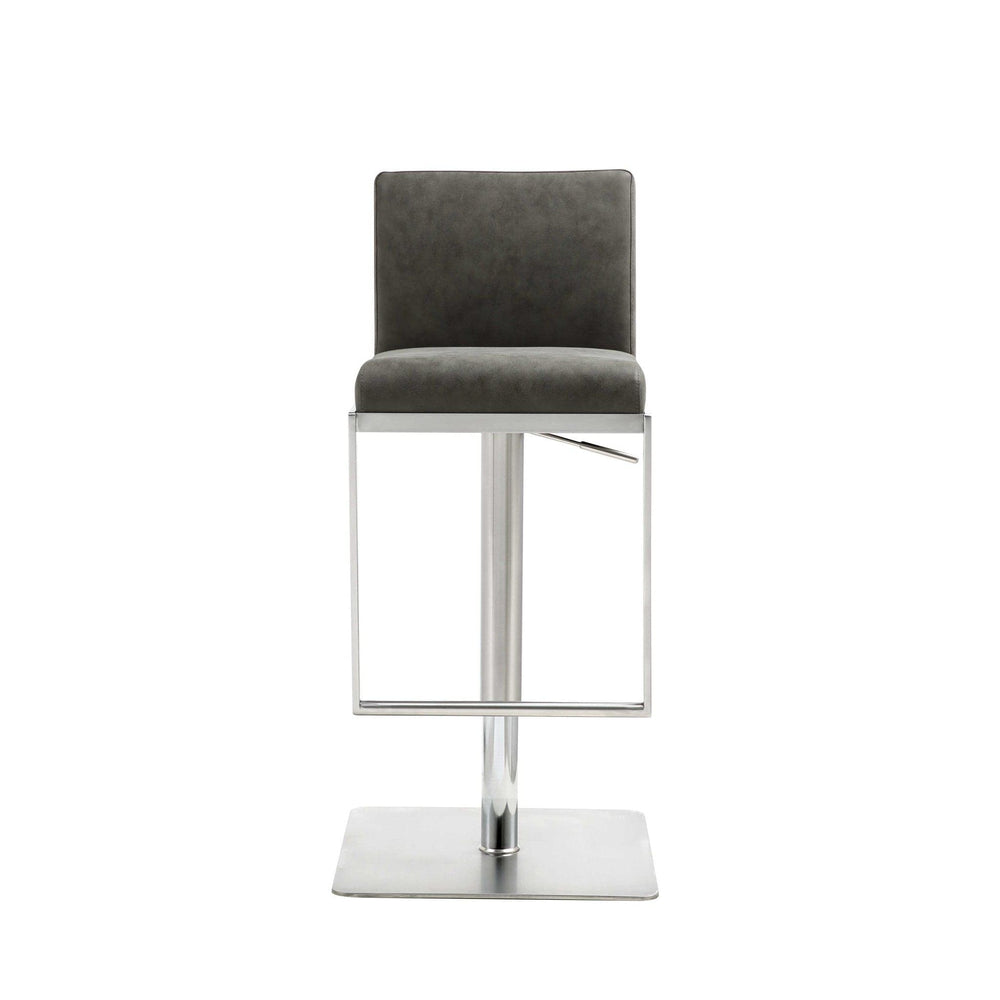 20 " Gray And Silver Stainless Steel Bar Chair - Homeroots - Flyclothing LLC