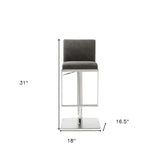 20 " Gray And Silver Stainless Steel Bar Chair - Homeroots - Flyclothing LLC