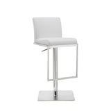 20 " White And Silver Stainless Steel Bar Chair - Homeroots