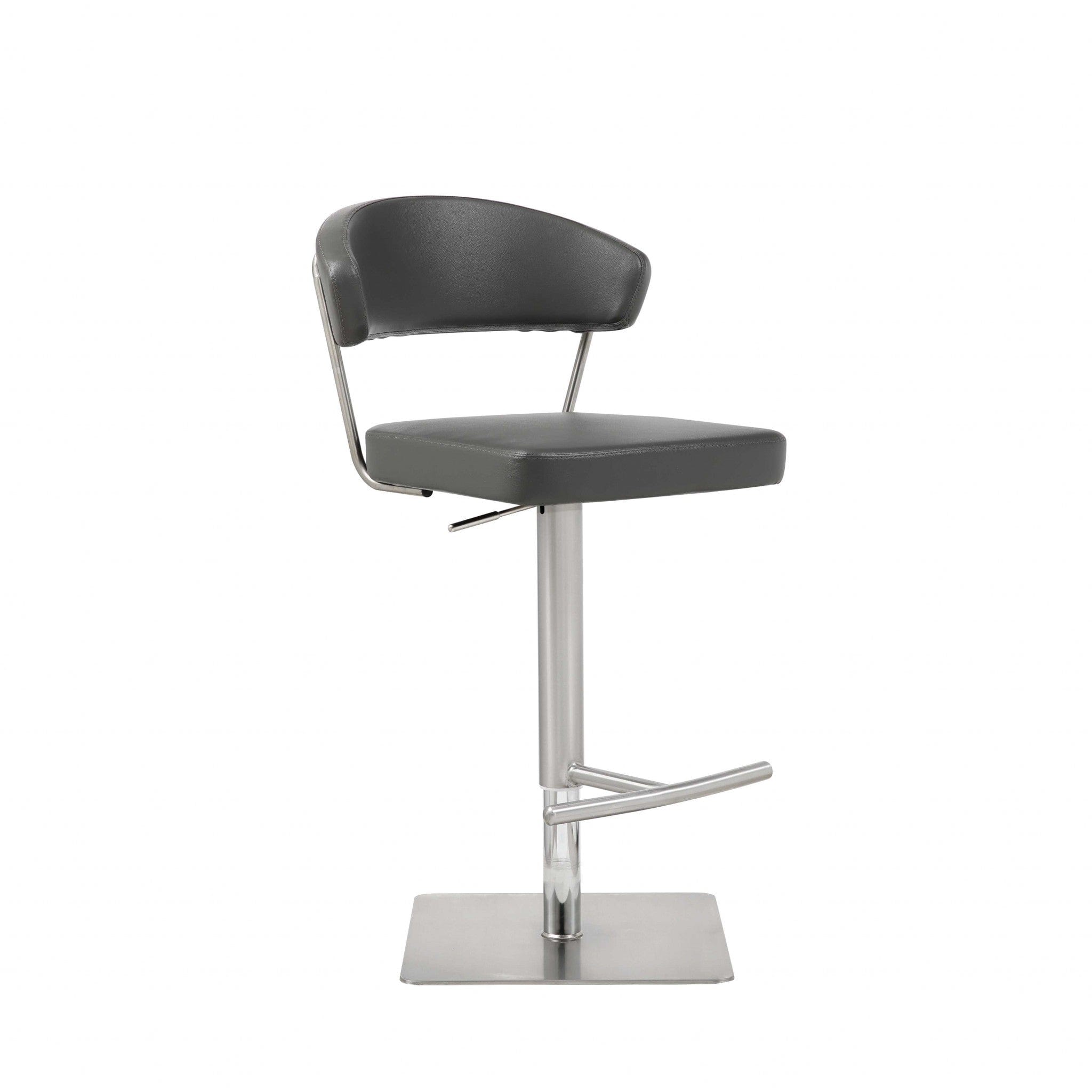 20 " Black And Silver Stainless Steel Bar Chair - Homeroots - Flyclothing LLC