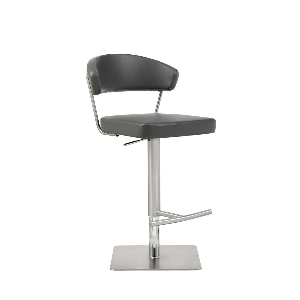 20 " Black And Silver Stainless Steel Bar Chair - Homeroots