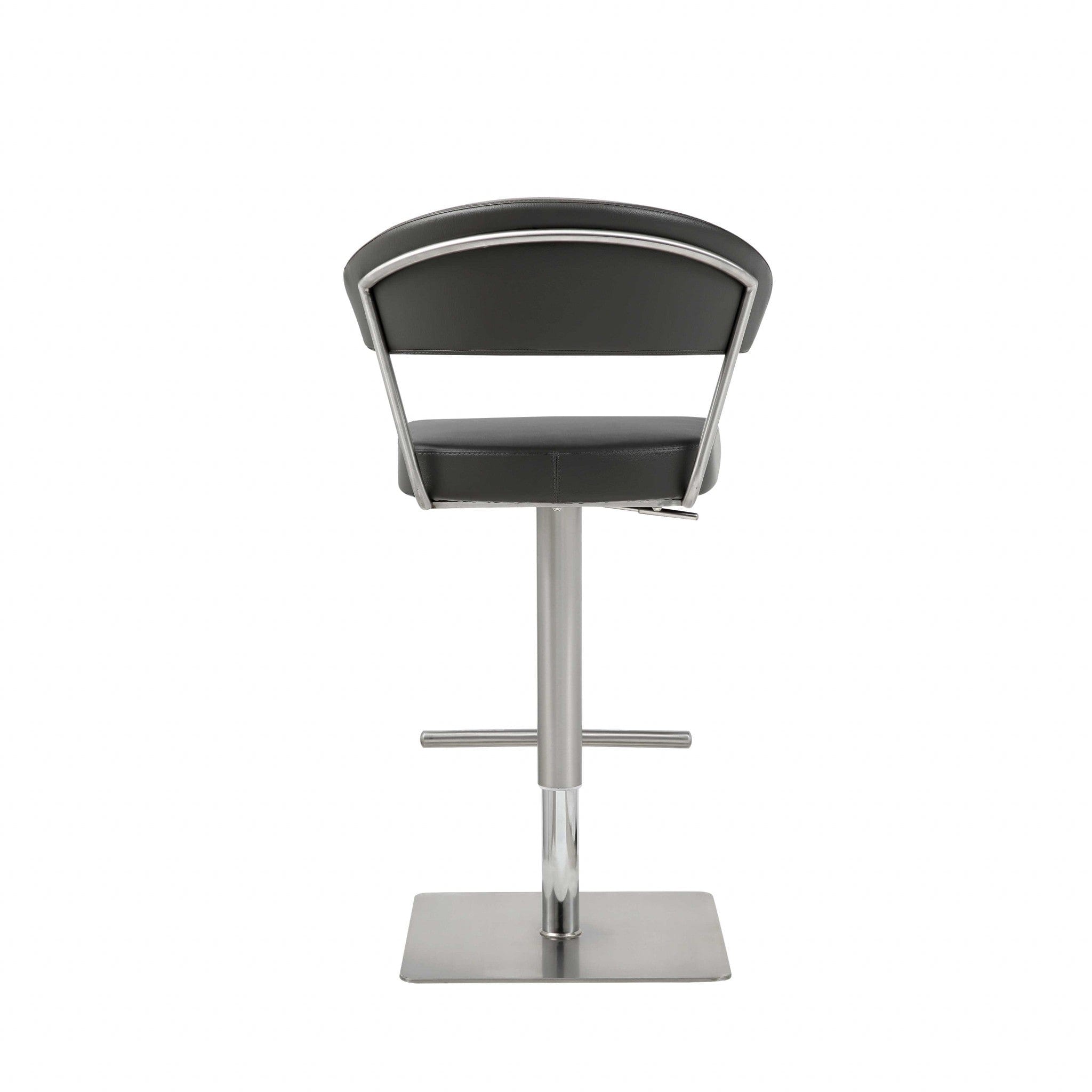 20 " Black And Silver Stainless Steel Bar Chair - Homeroots - Flyclothing LLC