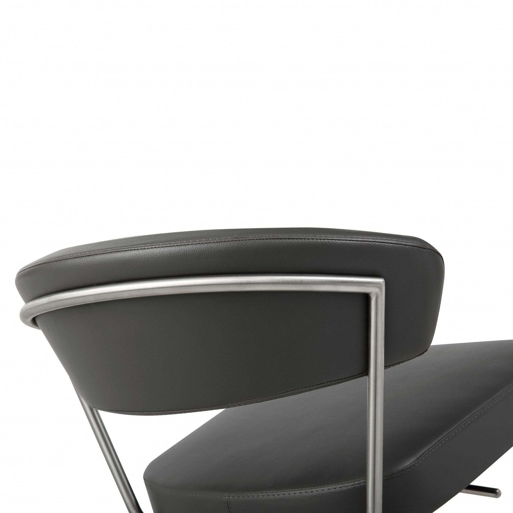 20 " Black And Silver Stainless Steel Bar Chair - Homeroots - Flyclothing LLC
