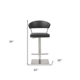 20 " Black And Silver Stainless Steel Bar Chair - Homeroots - Flyclothing LLC