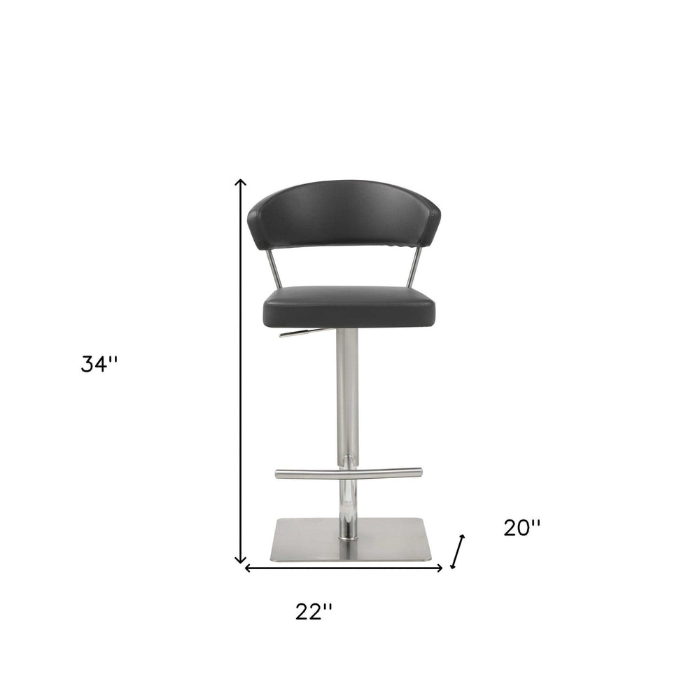 20 " Black And Silver Stainless Steel Bar Chair - Homeroots