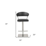 20 " Black And Silver Stainless Steel Bar Chair - Homeroots