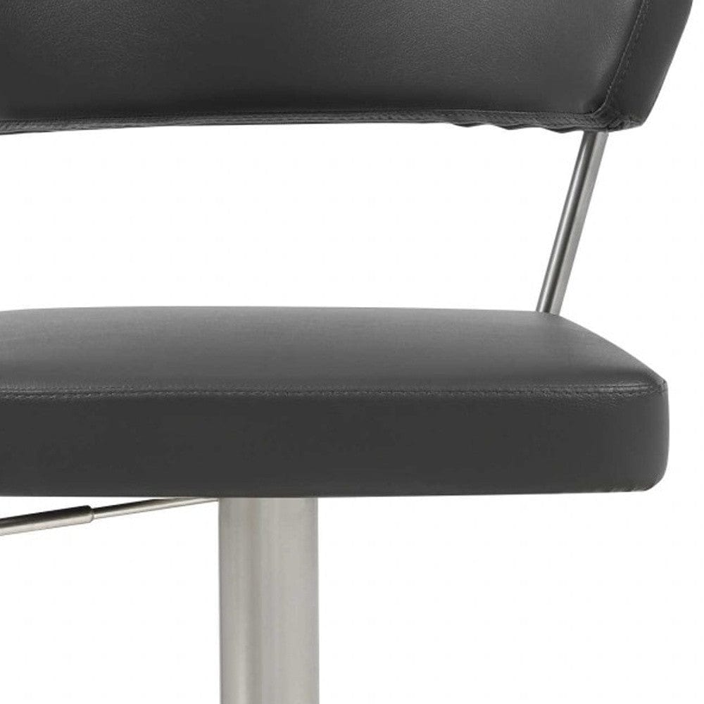 20 " Black And Silver Stainless Steel Bar Chair - Homeroots