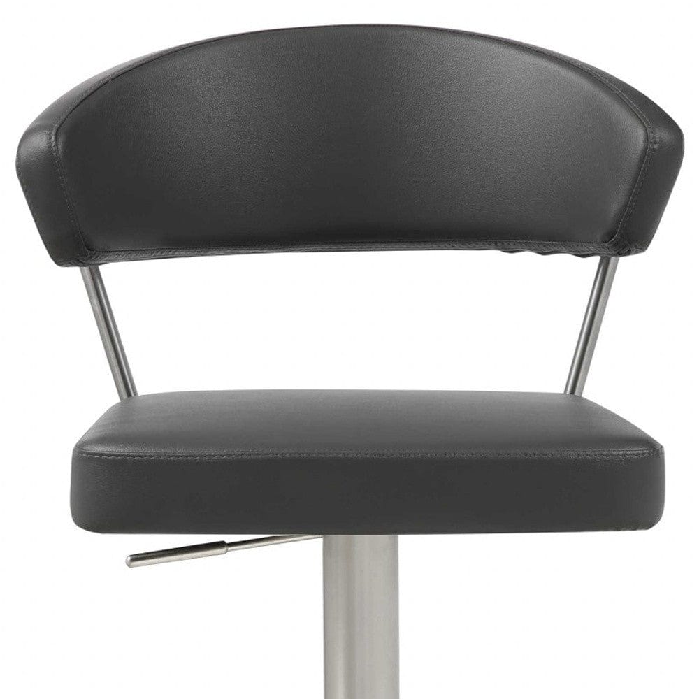 20 " Black And Silver Stainless Steel Bar Chair - Homeroots