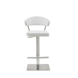 20 " White And Silver Stainless Steel Bar Chair - Homeroots