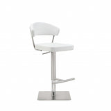 20 " White And Silver Stainless Steel Bar Chair - Homeroots
