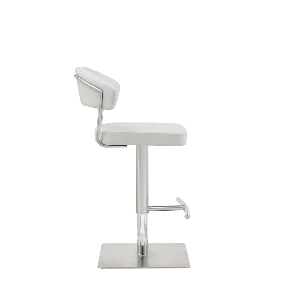 20 " White And Silver Stainless Steel Bar Chair - Homeroots - Flyclothing LLC