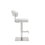 20 " White And Silver Stainless Steel Bar Chair - Homeroots
