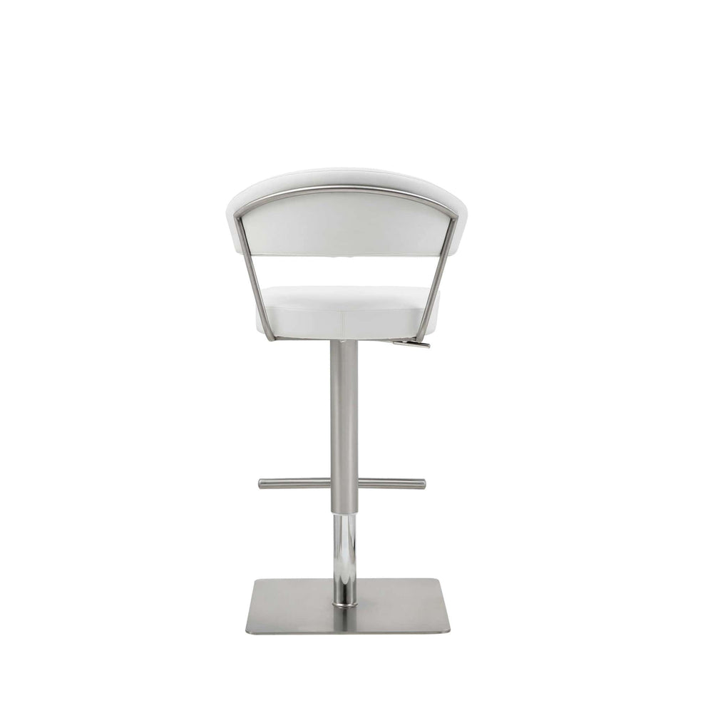 20 " White And Silver Stainless Steel Bar Chair - Homeroots - Flyclothing LLC