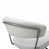 20 " White And Silver Stainless Steel Bar Chair - Homeroots - Flyclothing LLC