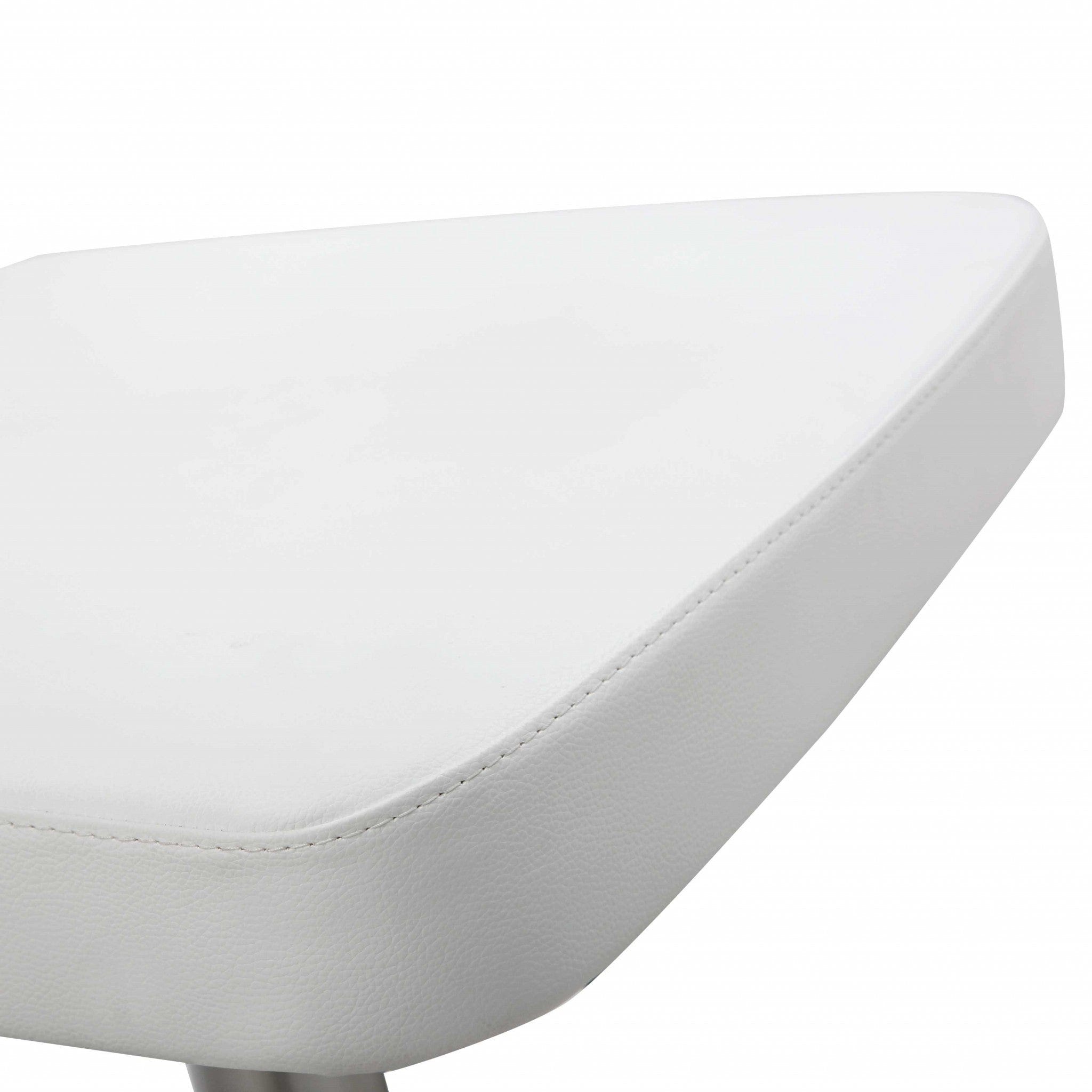 20 " White And Silver Stainless Steel Bar Chair - Homeroots - Flyclothing LLC