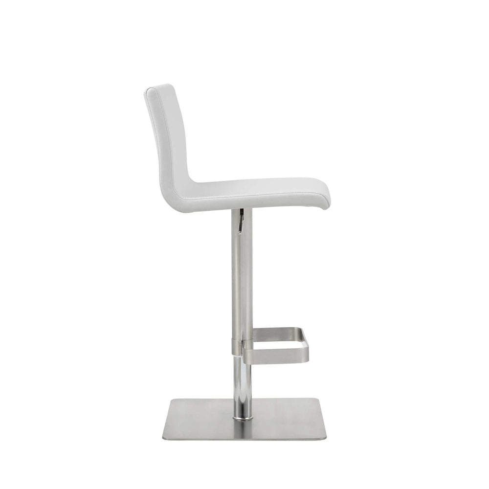 26 " White And Silver Stainless Steel Counter Height Bar Chair - Homeroots - Flyclothing LLC