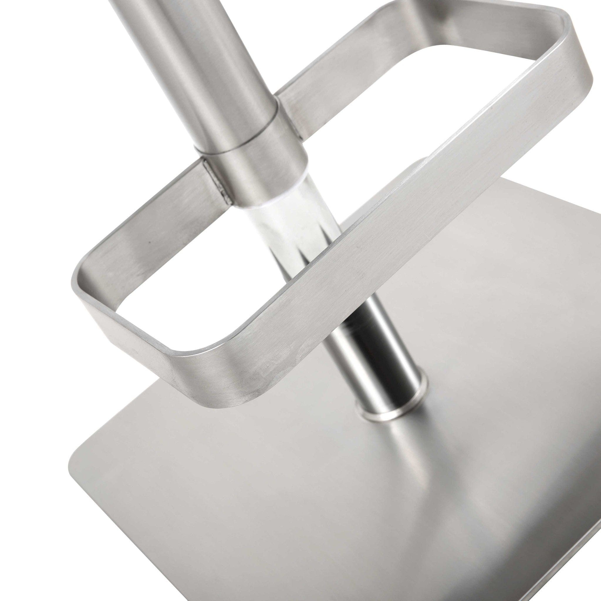 26 " White And Silver Stainless Steel Counter Height Bar Chair - Homeroots - Flyclothing LLC