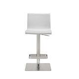 26 " White And Silver Stainless Steel Counter Height Bar Chair - Homeroots - Flyclothing LLC