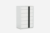 31 X 19 X 47 Gloss White Stainless Steel Drawer Chest - Homeroots