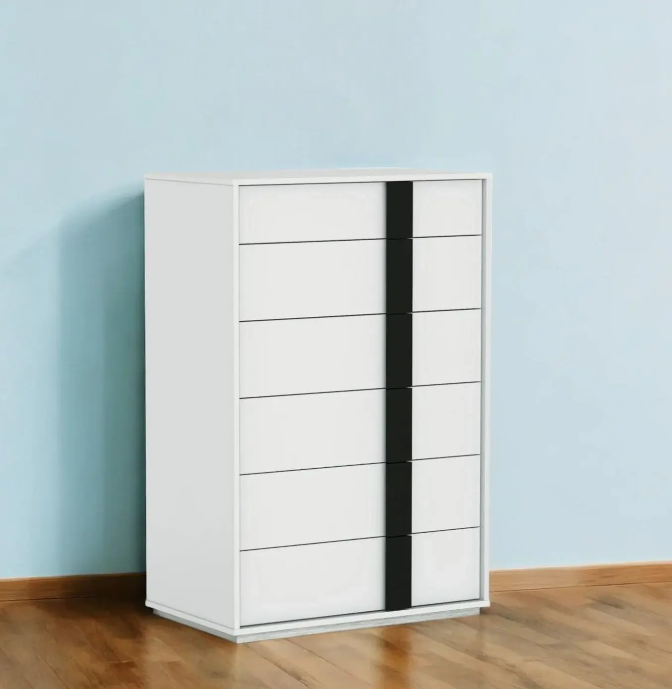 31 X 19 X 47 Gloss White Stainless Steel Drawer Chest - Homeroots - Flyclothing LLC