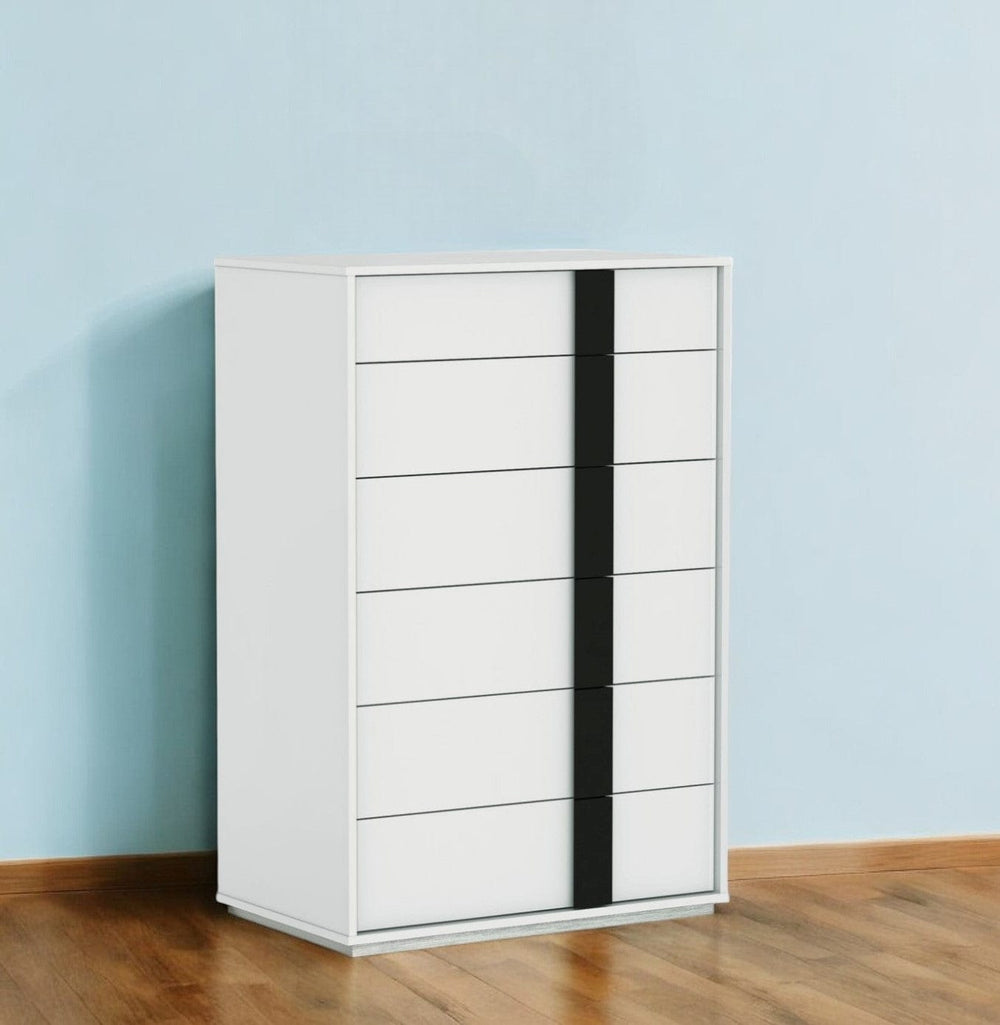 31 X 19 X 47 Gloss White Stainless Steel Drawer Chest - Homeroots