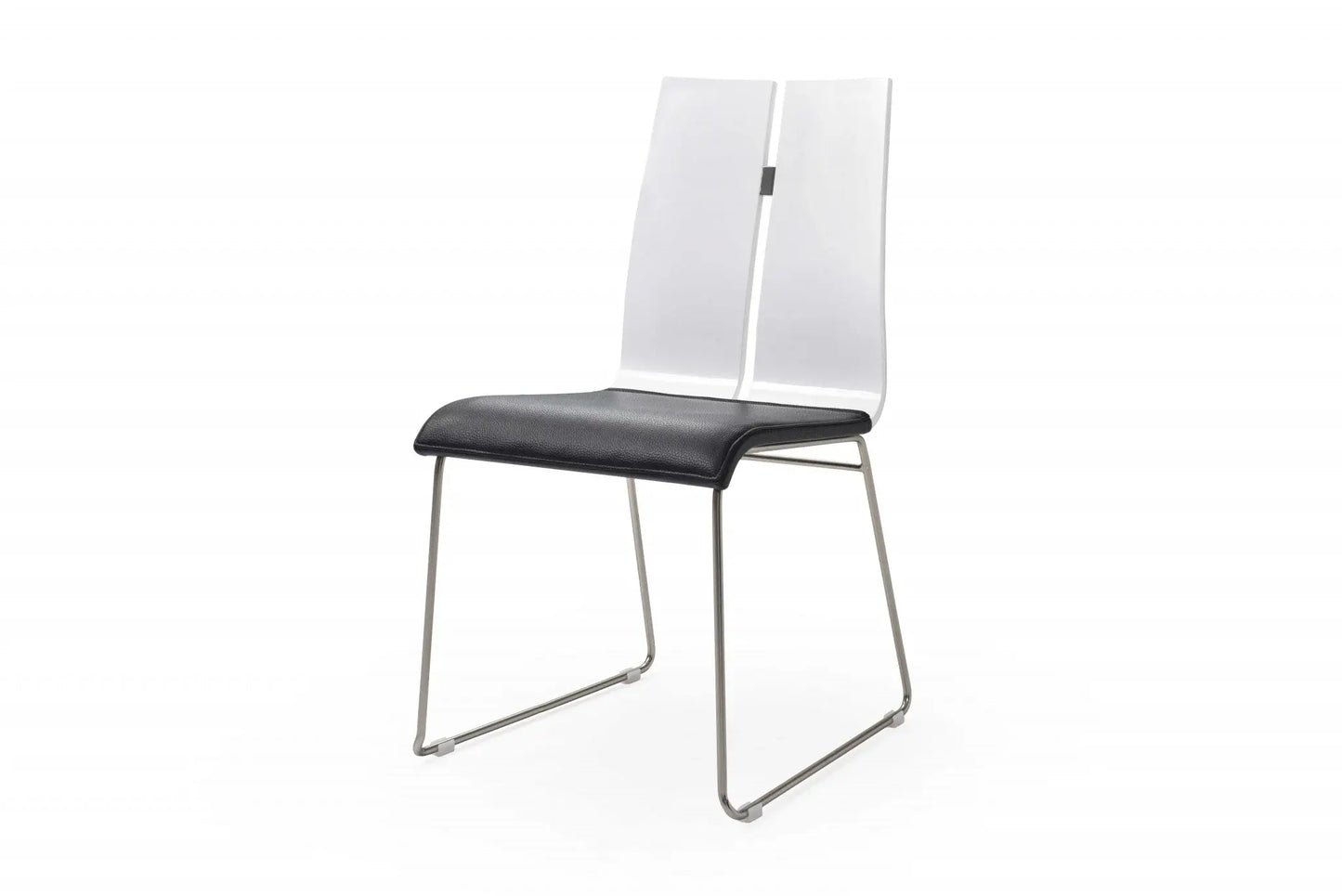 Set of Two Black And Silver Upholstered Faux Leather Dining Side Chairs - Homeroots - Flyclothing LLC