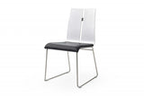 Set of Two Black And Silver Upholstered Faux Leather Dining Side Chairs - Homeroots - Flyclothing LLC
