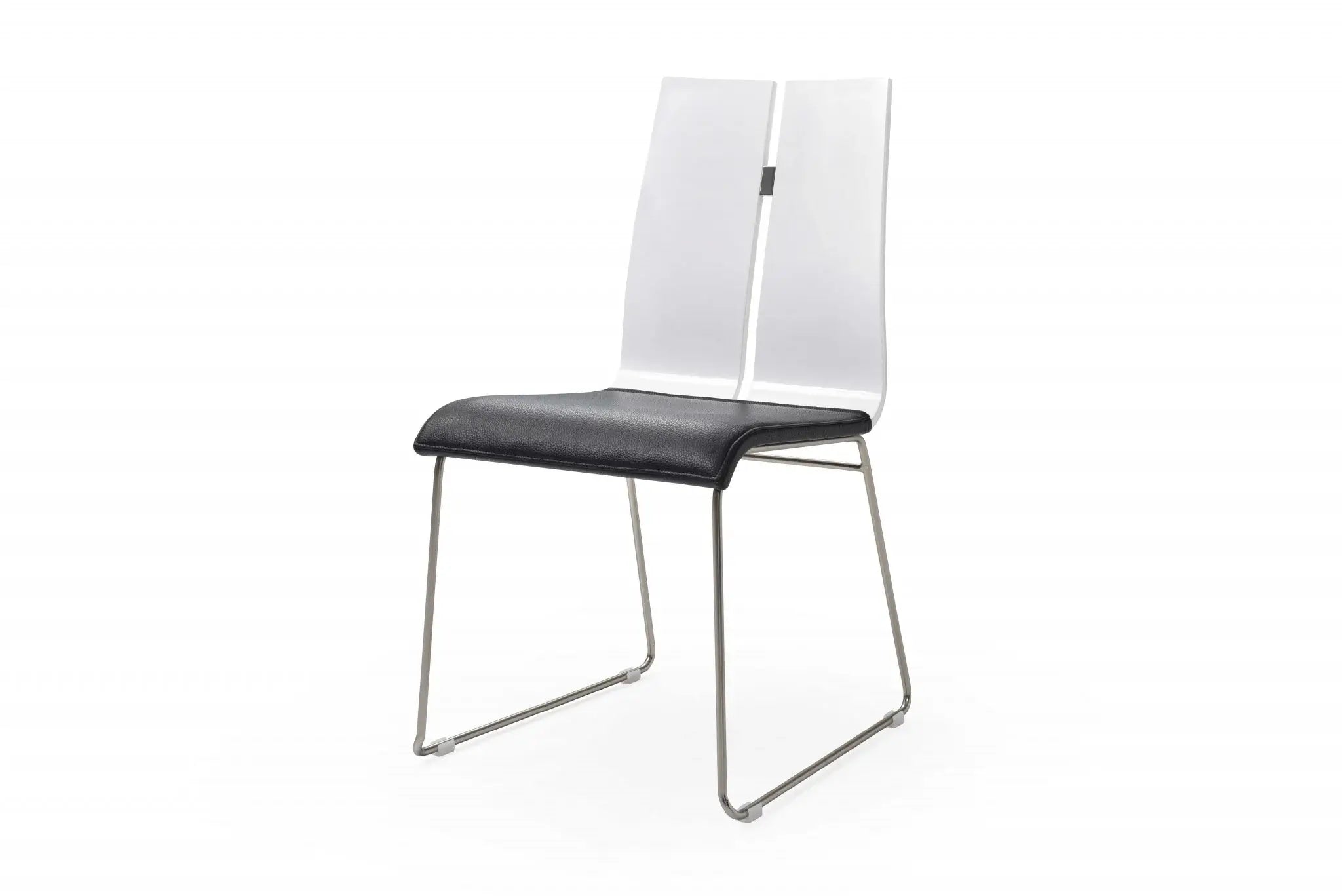 Set of Two Black And Silver Upholstered Faux Leather Dining Side Chairs - Homeroots - Flyclothing LLC