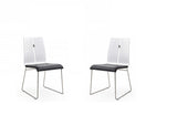 Set of Two Black And Silver Upholstered Faux Leather Dining Side Chairs - Homeroots - Flyclothing LLC