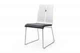 Set of Two Black And Silver Upholstered Faux Leather Dining Side Chairs - Homeroots