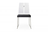 Set of Two Black And Silver Upholstered Faux Leather Dining Side Chairs - Homeroots - Flyclothing LLC