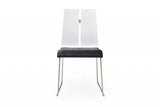 Set of Two Black And Silver Upholstered Faux Leather Dining Side Chairs - Homeroots