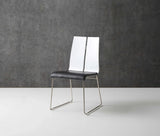 Set of Two Black And Silver Upholstered Faux Leather Dining Side Chairs - Homeroots - Flyclothing LLC