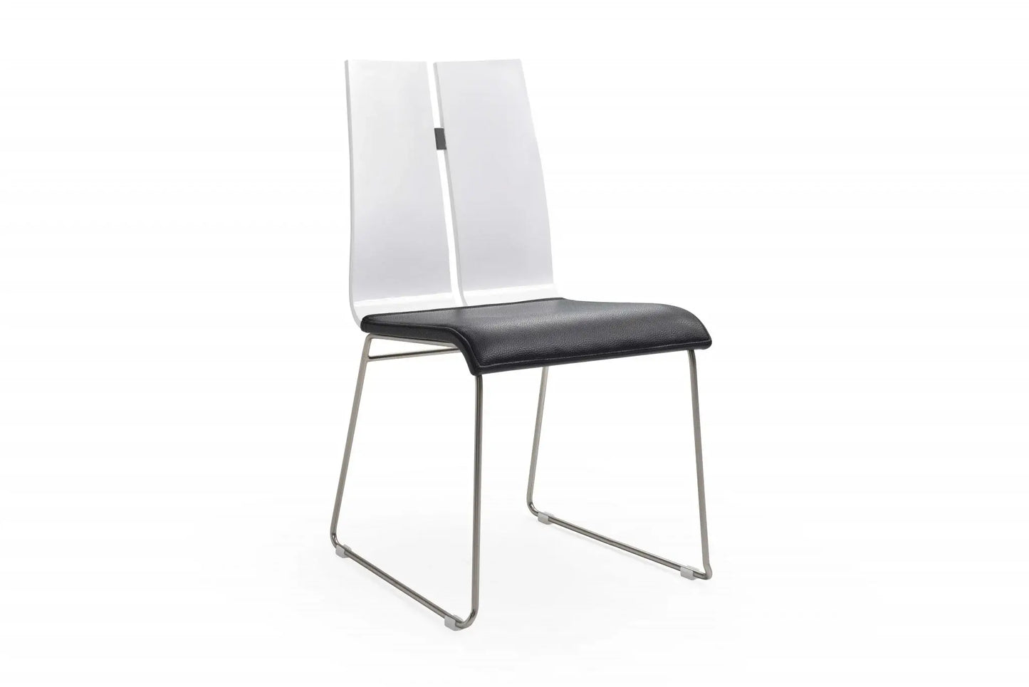 Set of Two Black And Silver Upholstered Faux Leather Dining Side Chairs - Homeroots - Flyclothing LLC