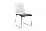 Set of Two Black And Silver Upholstered Faux Leather Dining Side Chairs - Homeroots - Flyclothing LLC