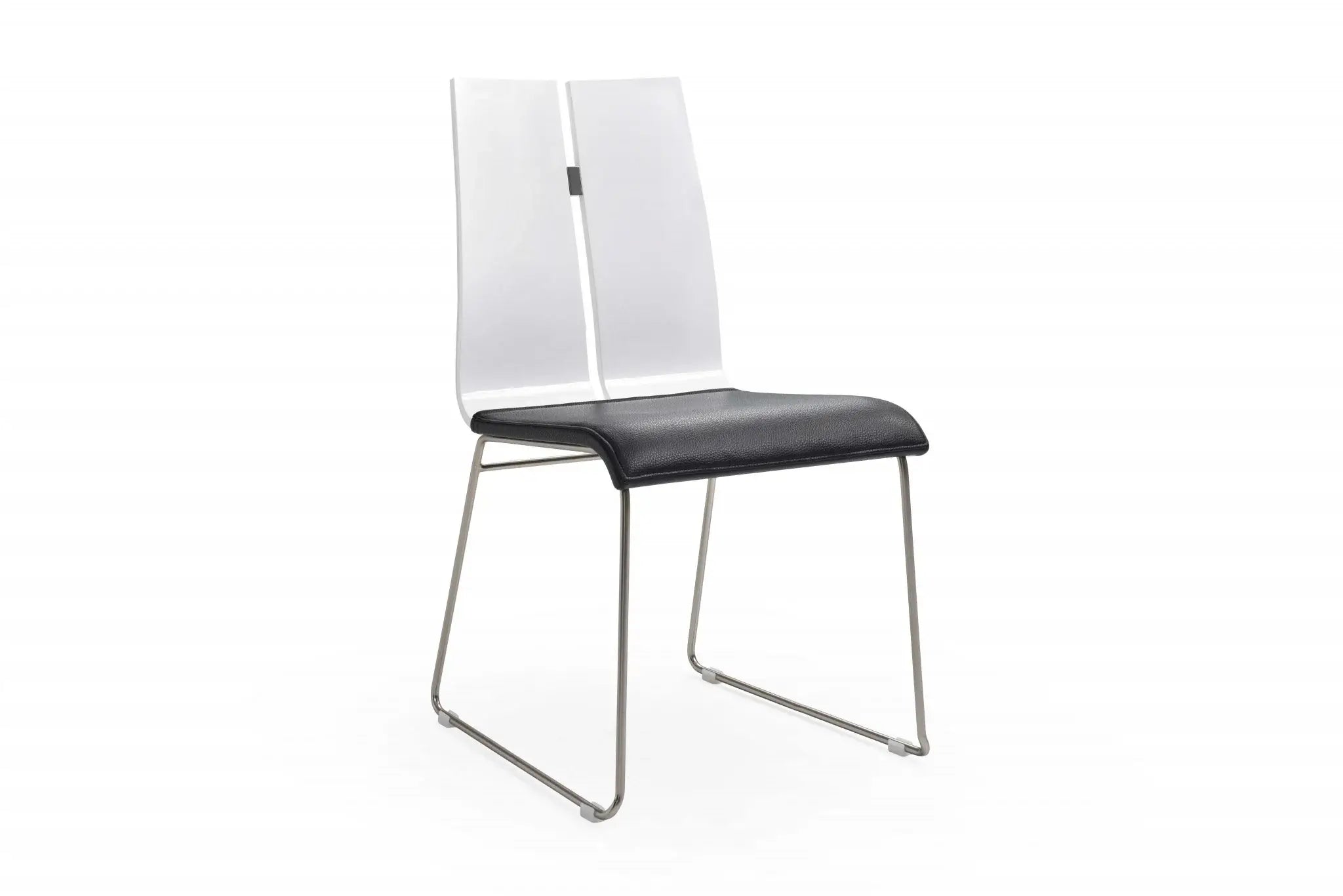 Set of Two Black And Silver Upholstered Faux Leather Dining Side Chairs - Homeroots - Flyclothing LLC
