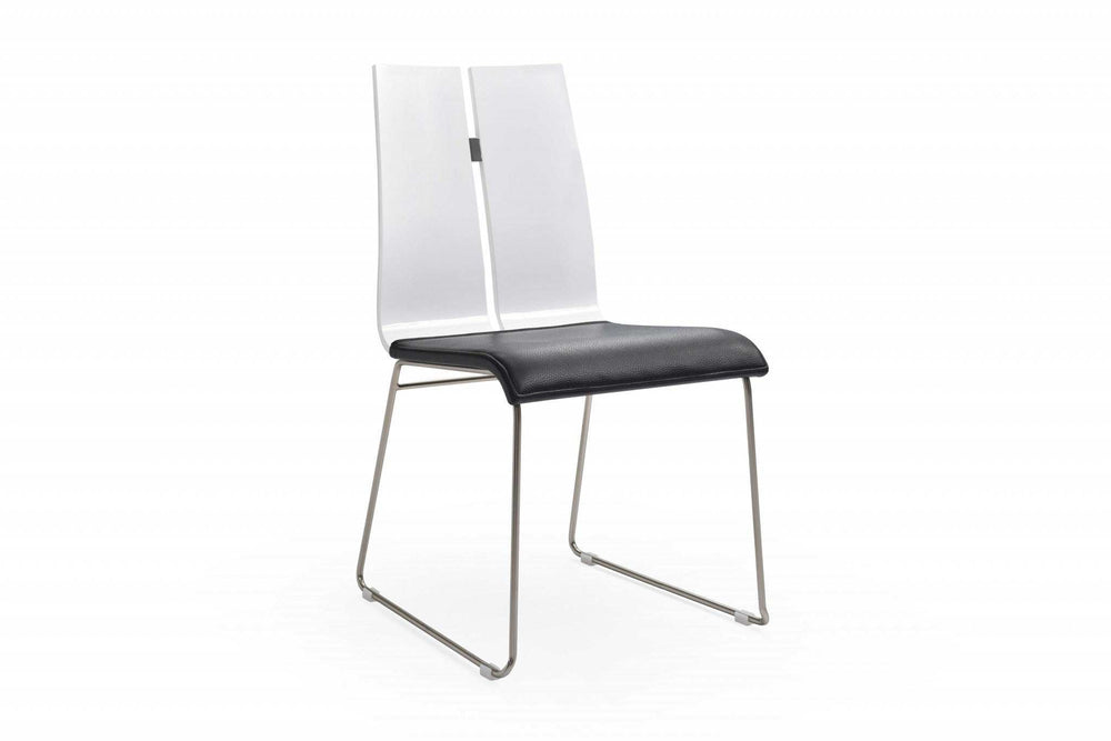 Set of Two Black And Silver Upholstered Faux Leather Dining Side Chairs - Homeroots - Flyclothing LLC