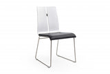 Set of Two Black And Silver Upholstered Faux Leather Dining Side Chairs - Homeroots