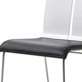 Set of Two Black And Silver Upholstered Faux Leather Dining Side Chairs - Homeroots - Flyclothing LLC