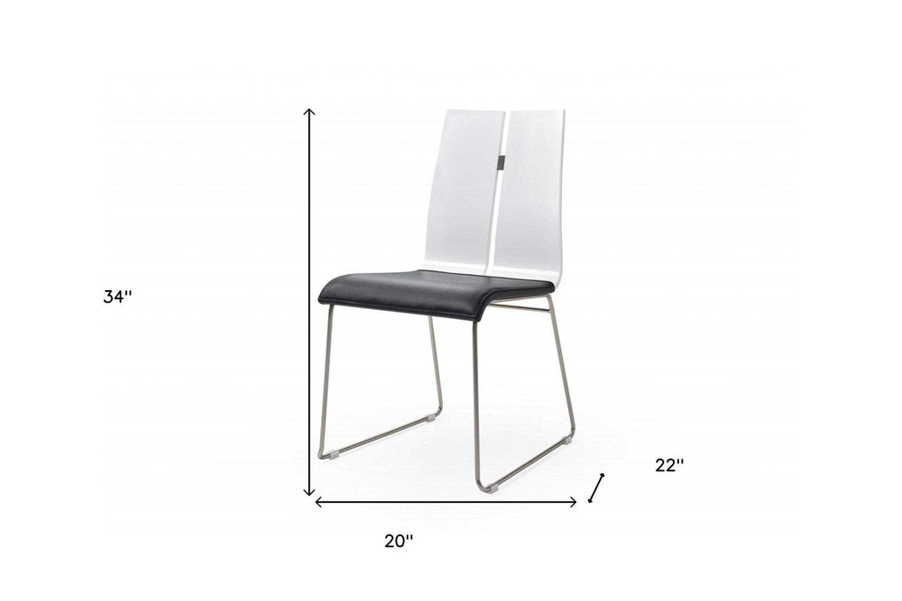 Set of Two Black And Silver Upholstered Faux Leather Dining Side Chairs - Homeroots - Flyclothing LLC