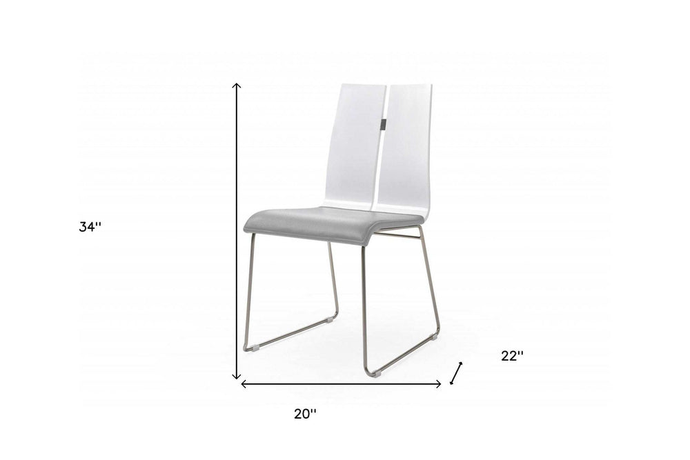 Gray And Silver Upholstered Faux Leather Dining Side Chair - Homeroots - Flyclothing LLC