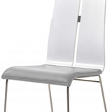Gray And Silver Upholstered Faux Leather Dining Side Chair - Homeroots