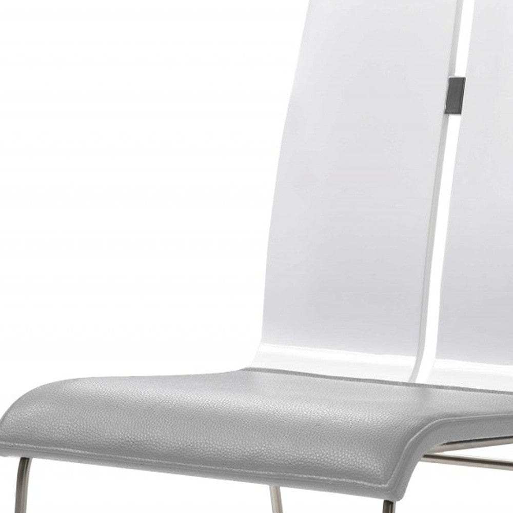 Gray And Silver Upholstered Faux Leather Dining Side Chair - Homeroots - Flyclothing LLC